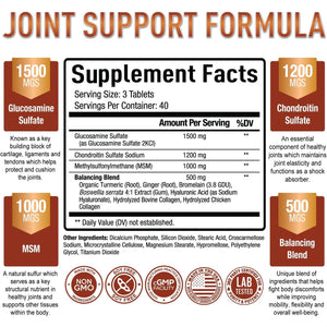 Purely Optimal Glucosamine Chondroitin MSM Supplement W/Turmeric & Boswellia - Joint Supplement - 120 Tablets