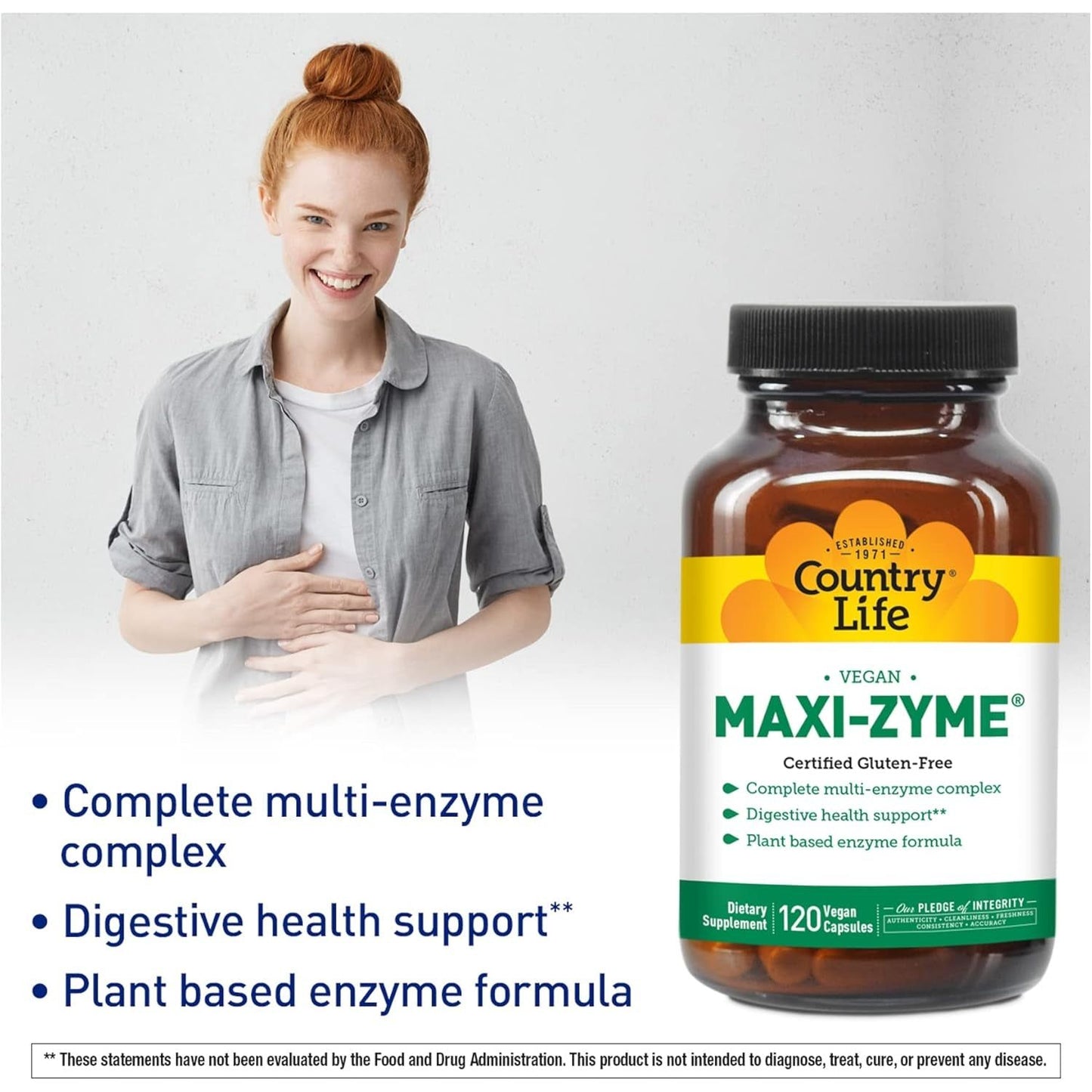 Country Life - Maxi-Zyme, Digestive Enzyme Complex - 120 Vegetarian Capsules