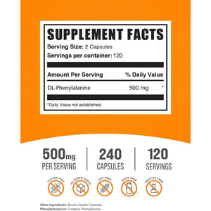 Bulksupplements.Com Dl-Phenylalanine Capsules  500Mg - 120 Servings