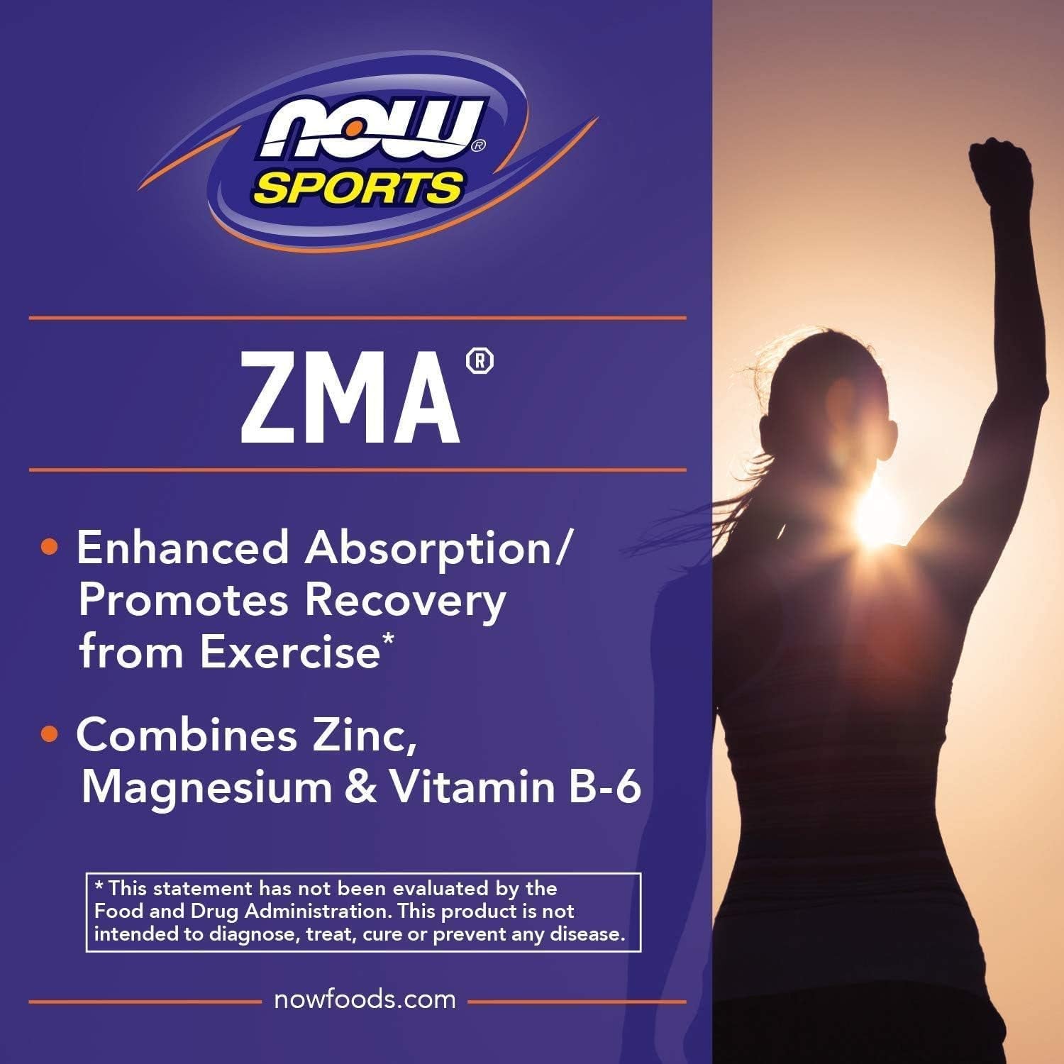 NOW Foods Sports Nutrition, ZMA (Zinc, Magnesium and Vitamin B-6), Sports Recovery, 90 Capsules