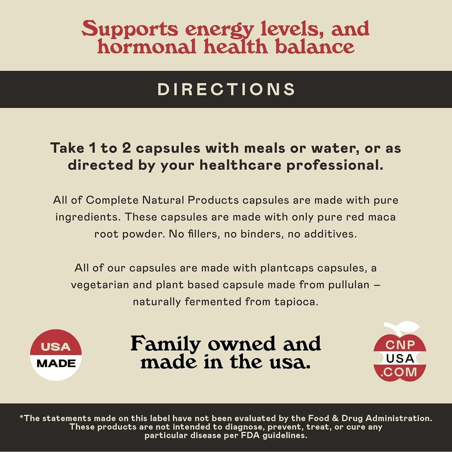 Complete Natural Products Pure Maca Root Powder Capsules - 100 Capsules