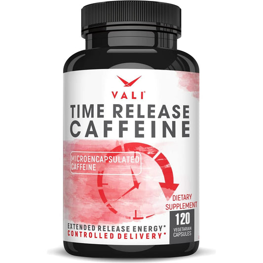 VALI Time Release Caffeine 100Mg Pills - Smart Slow Release for Extended Energy & Focus 120 Capsules