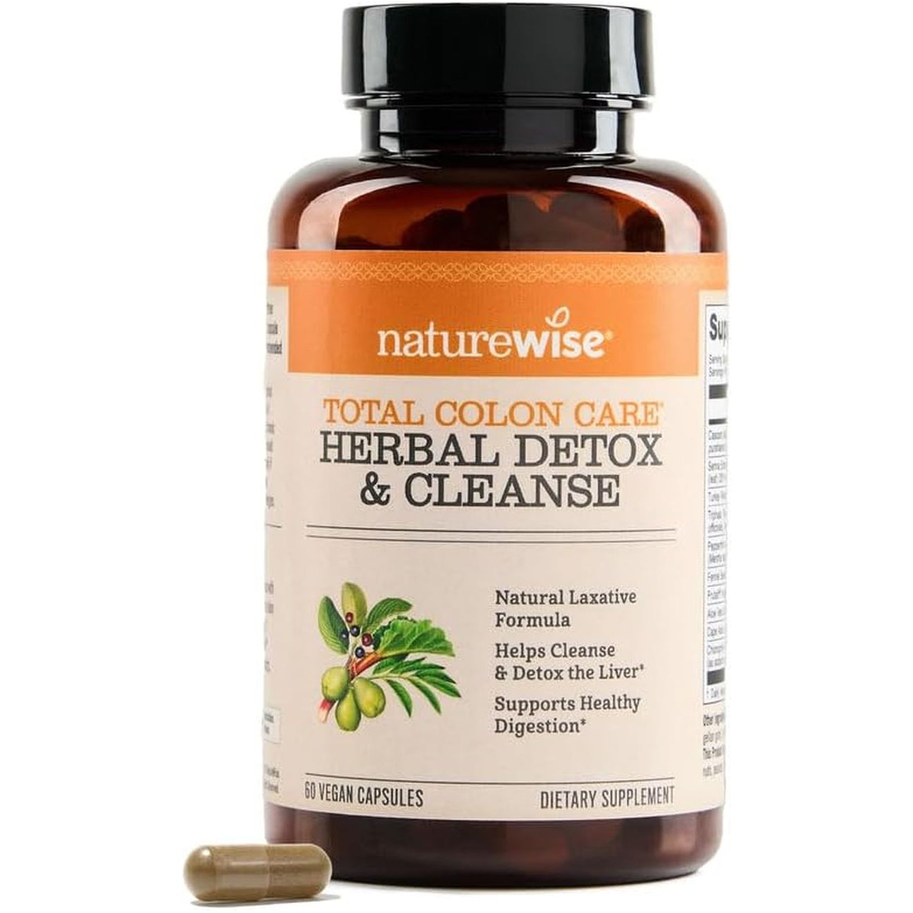 Naturewise Total Colon Care Herbal Cleanse - with Prebiotics, Botanicals, & Antioxidants 60 Capsules