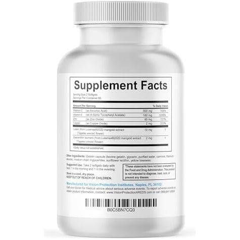 Areds 2 Eye Vitamins  - Supports Eye Strain, Dry Eyes, and Vision Health - Carotenoid Blend