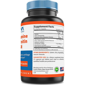 Nova Nutritions Triple Strength Glucosamine Chondroitin MSM 2600Mg/Serving, 180 Count