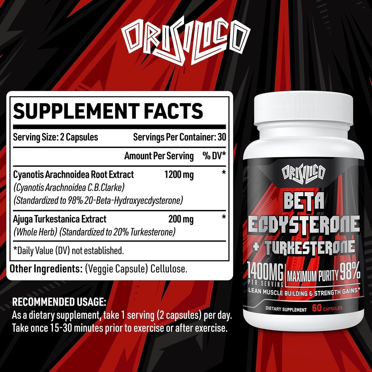 1400Mg Beta Ecdysterone and Turkesterone Supplements for Muscle Mass,Strength, Protein Synthesis, 60 Capsules