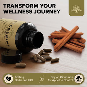 600 Mg Berberine Supplement – Berberine HCL & Ceylon Cinnamon Capsules