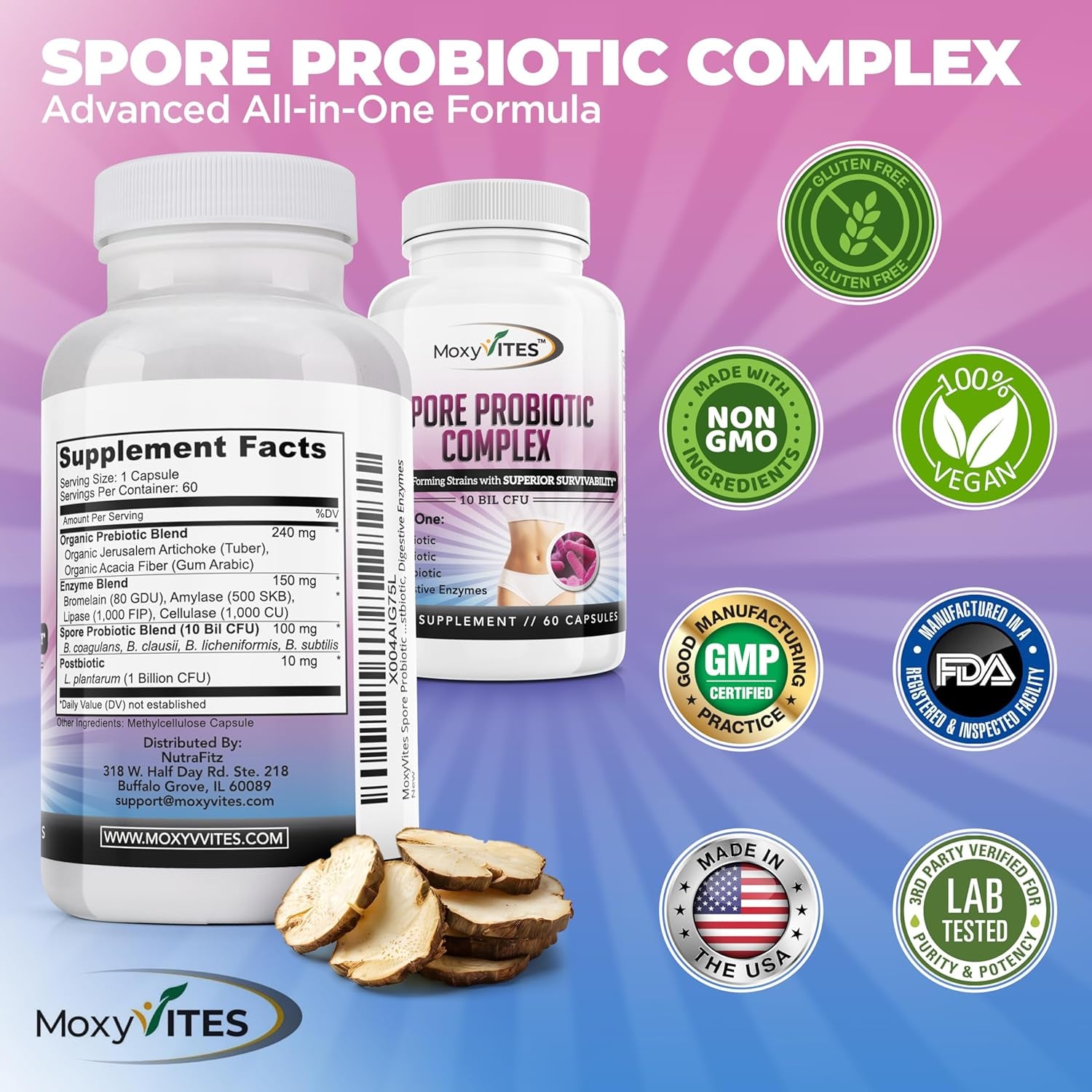 Spore Probiotic Complex - All in One Prebiotics and Probiotics for Digestive Health