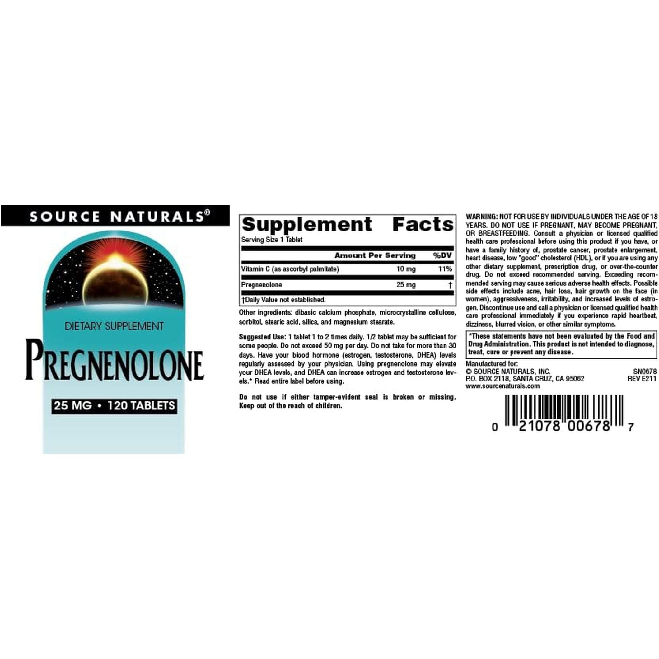 Source Naturals Pregnenolone 25Mg - 120 Tablets