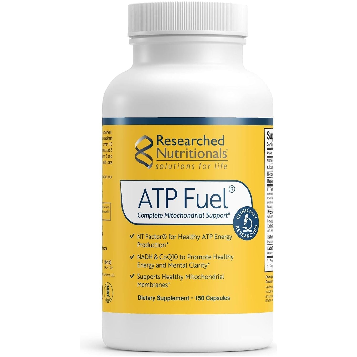Researched Nutritionals ATP Supplements for Cellular Health & Energy Support (150 Capsules)