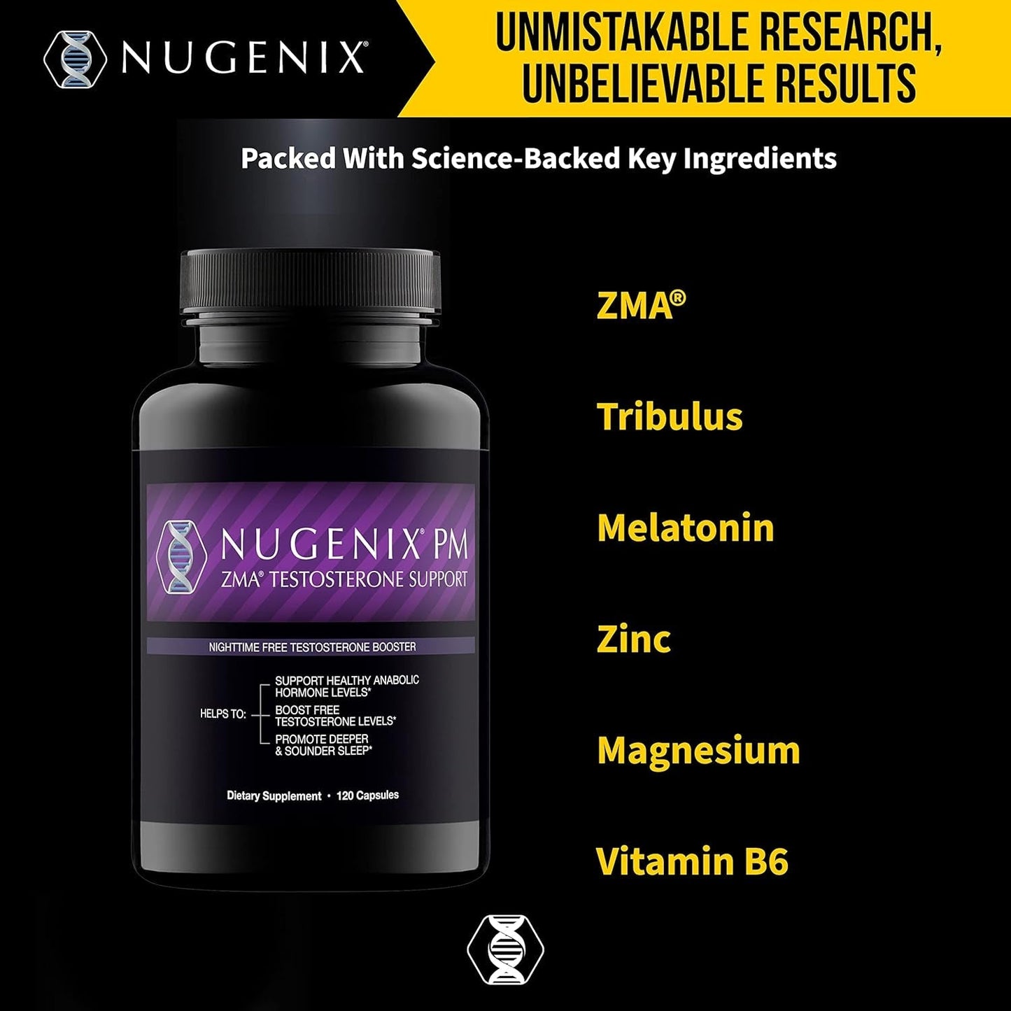 Nugenix PM ZMA - Nighttime Free Testosterone Booster and Sleep Support, 120 Count