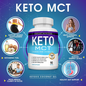Toplux Keto MCT Oil Capsules - 3000Mg Natural Pure Coconut Oil Extract Pills, 90 Softgels