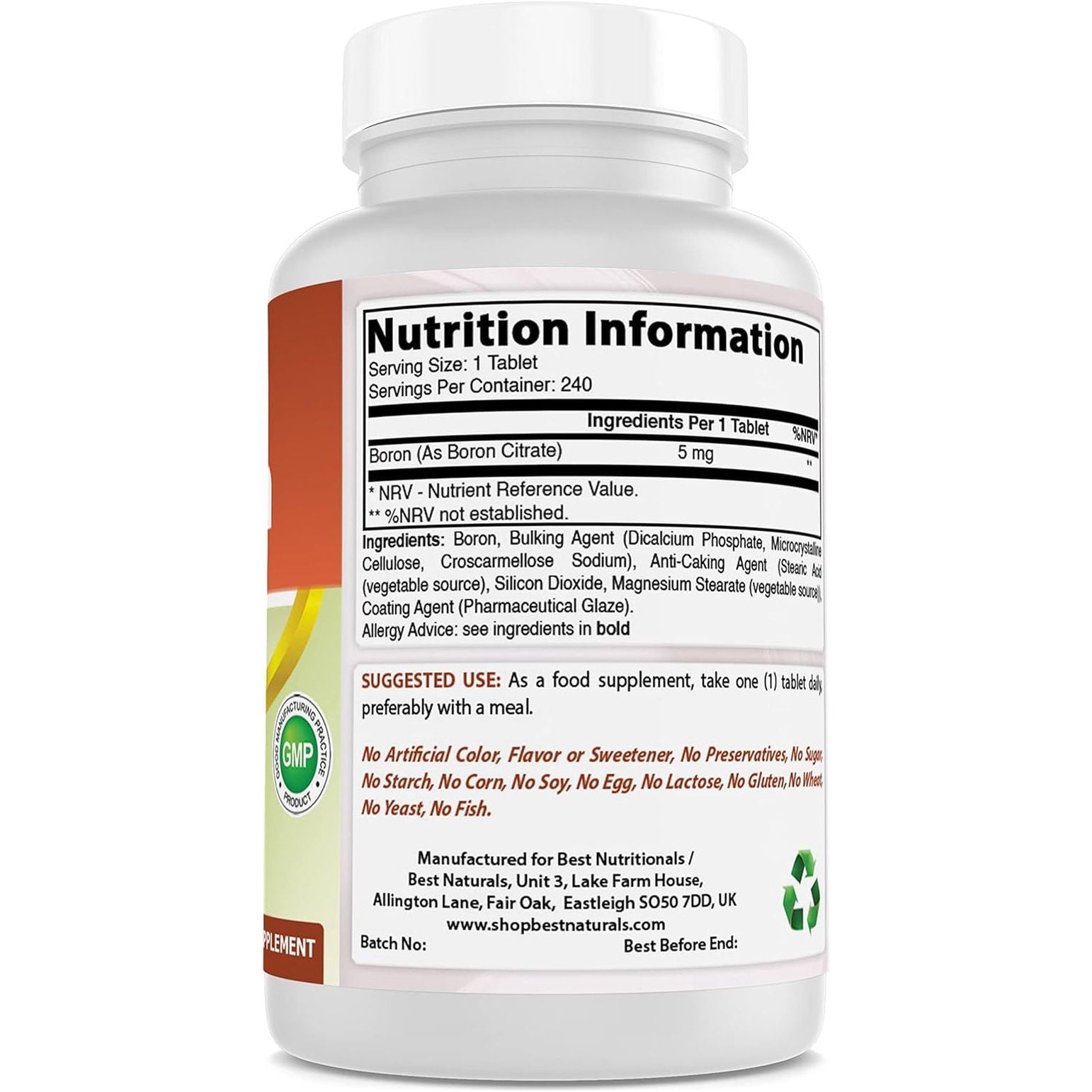 Best Naturals Boron Supplements 5 Mg 240 Tablets