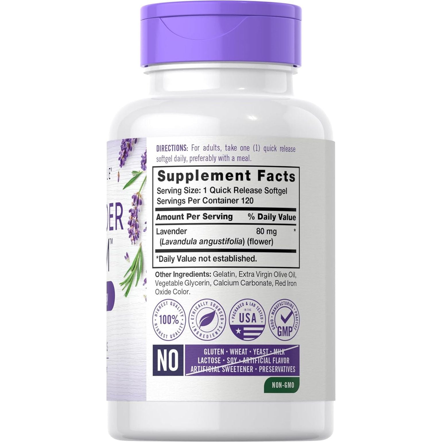 Carlyle Lavender Pills | 80 Mg | Calm & Non-Drowsy Formula | Non-Gmo & Gluten Free Supplement 120 Softgel Capsules