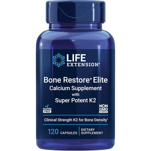 Life Extension Bone Restore Elite Calcium Supplement for Bone Health, Gluten-Free, Non-Gmo, 120 Capsules