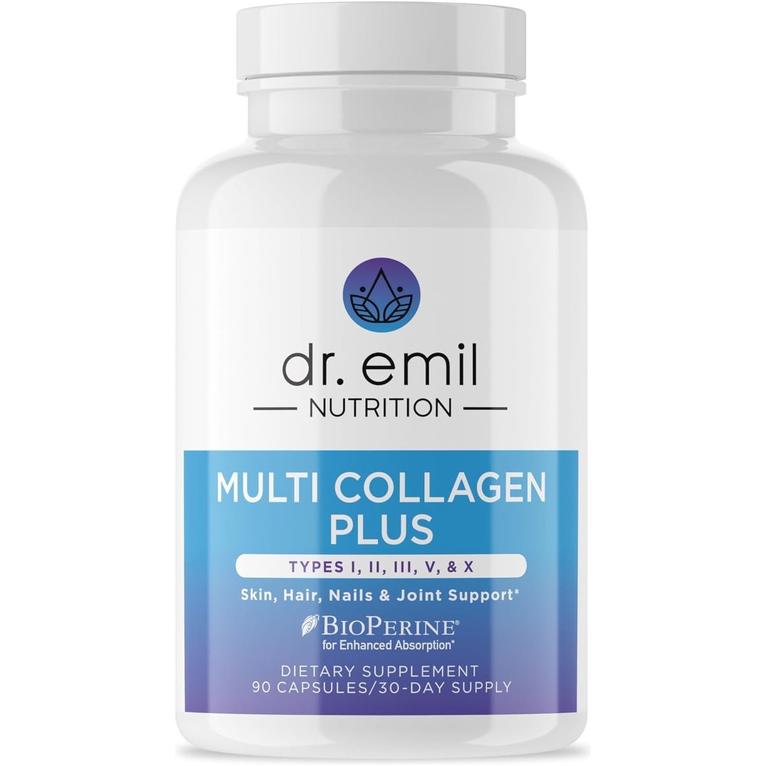 DR. EMIL NUTRITION Multi Collagen Pills - Collagen Supplements to Support Hair, Skin, Nails, & Joints - 90 Capsules