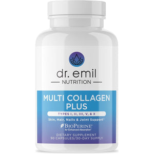 DR. EMIL NUTRITION Multi Collagen Pills - Collagen Supplements to Support Hair, Skin, Nails, & Joints - 90 Capsules