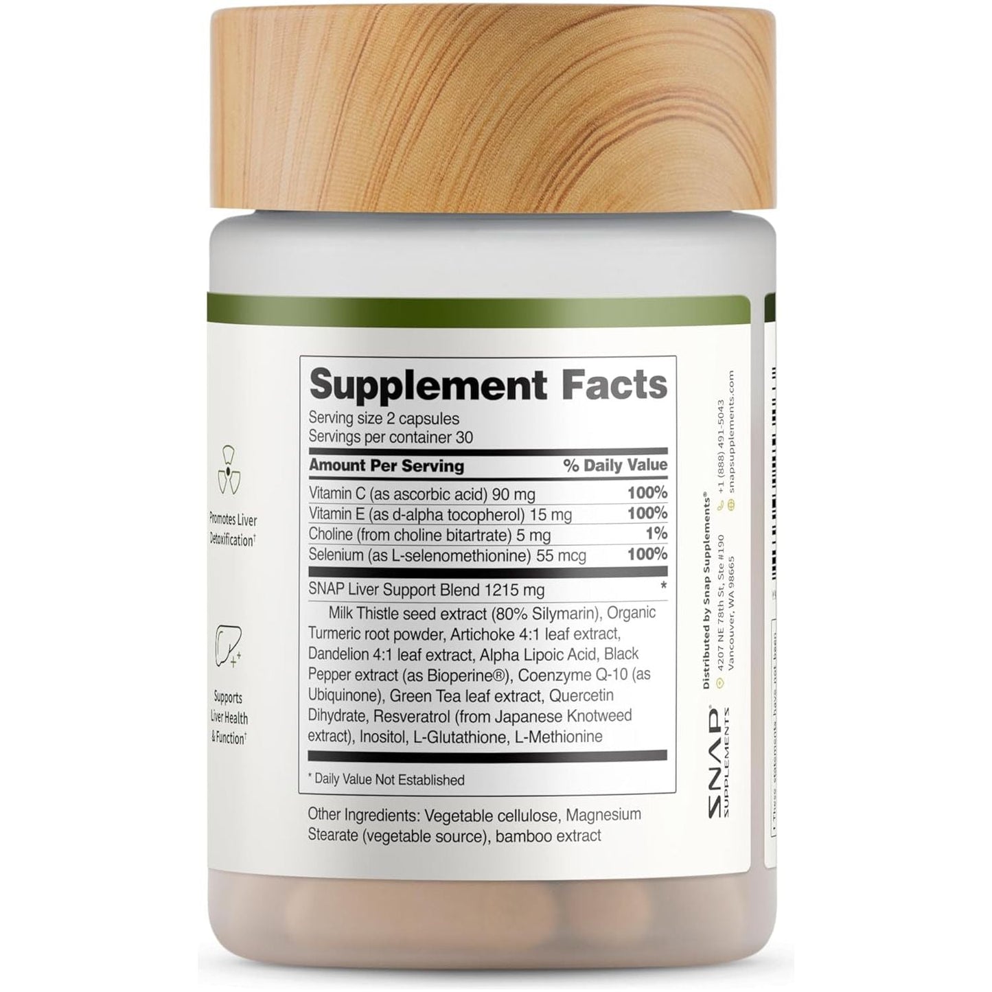 Snap Supplements Liver & Detox Support Supplement and Digestive Health, 60 Capsules