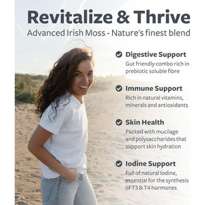 Irish Sea Moss Capsules Organic Irish Seamoss, Bladderwrack & Burdock - Raw Vegan Supplement - 60 Capsules