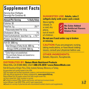 Nature Made Fish Oil 1000 Mg, Omega 3 Fish Oil for Healthy Heart Support, 90 Softgels