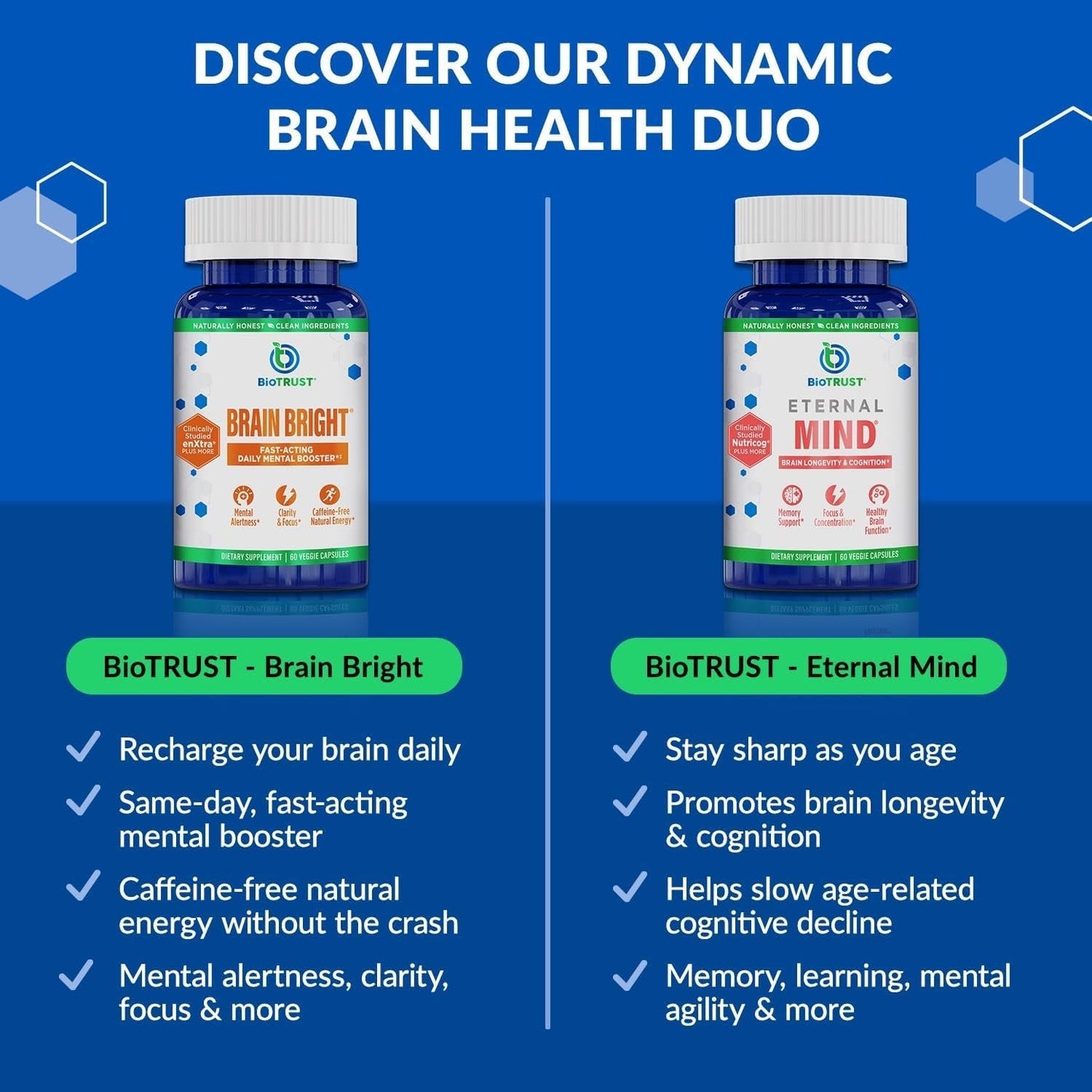 Biotrust Brain Bright – Daily Nootropic Boost for Focus, Concentration, Mental Clarity 30 Servings