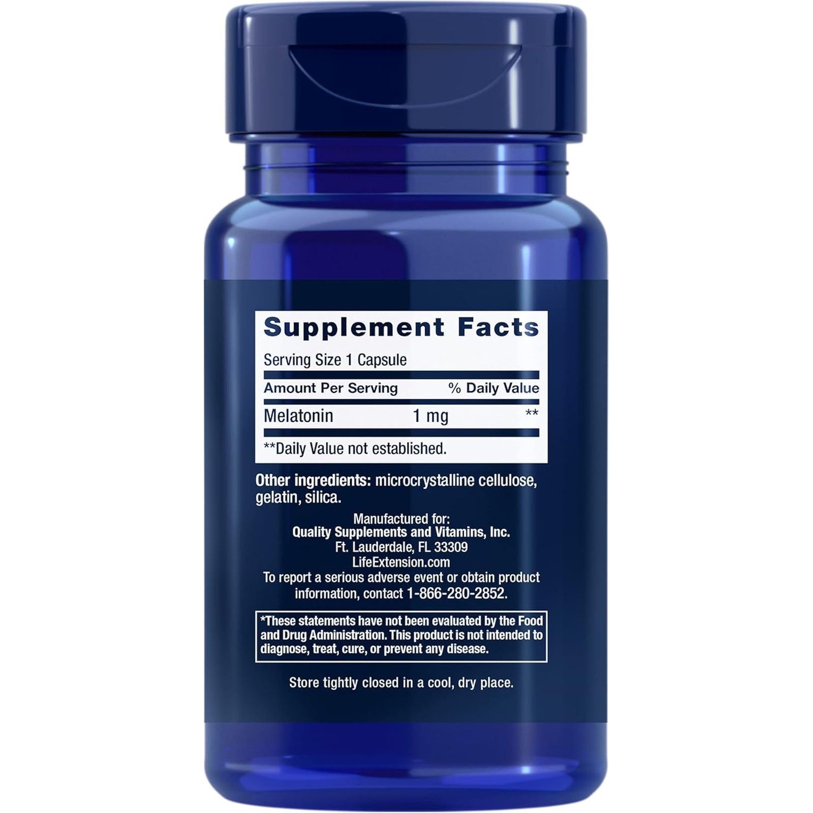 Life Extension Melatonin 1 Mg - for Restful Night & Hormone Balance - 60 Capsules