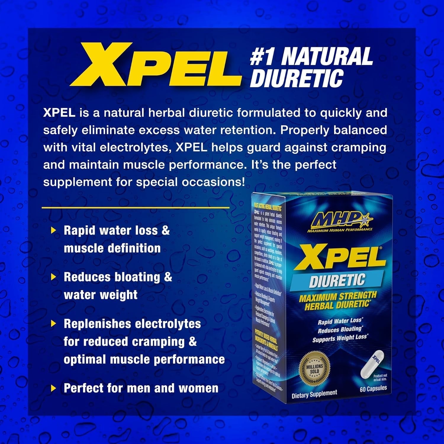 Maximum Human Performance Xpel Maximum Strength Diuretic Water Pills 80 Capsules