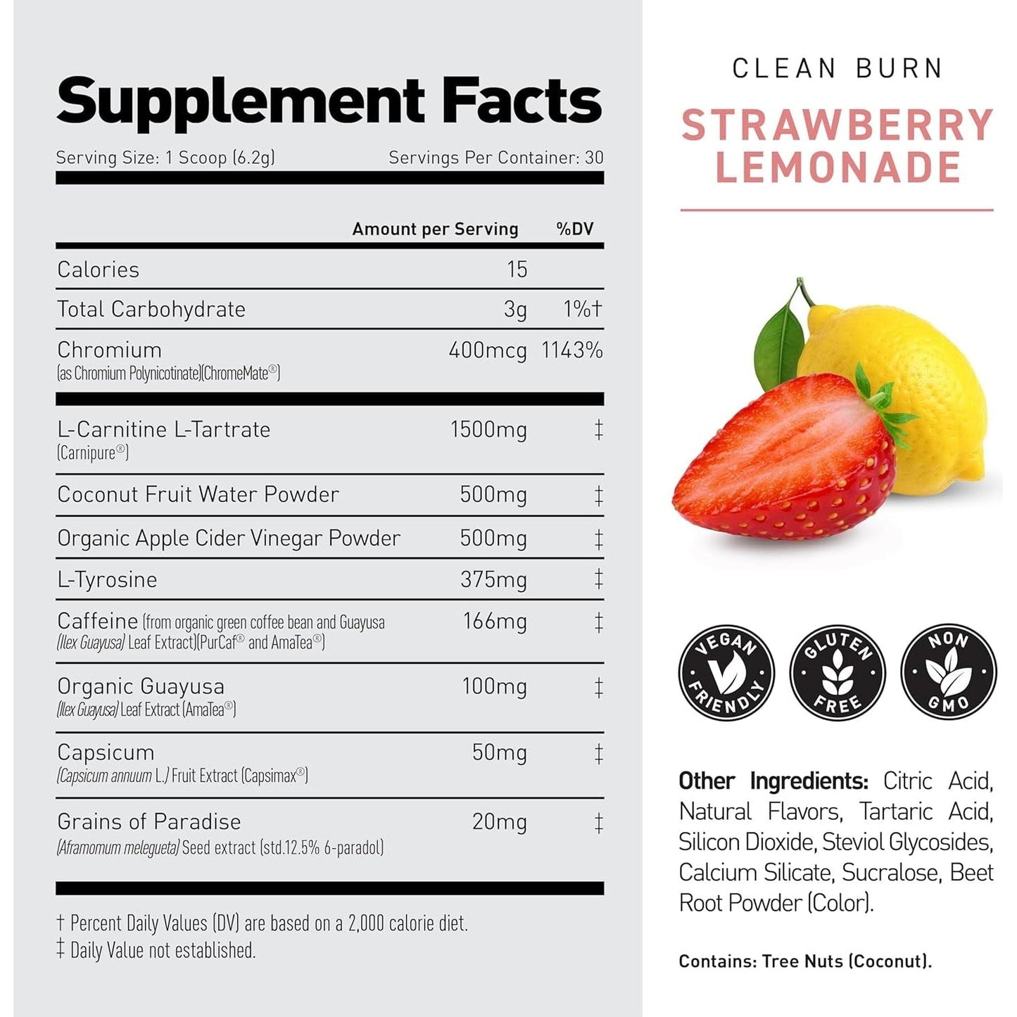 Kaged Thermogenic Powder Clean Burn Strawberry Lemonade for Weight Management 30 Servings