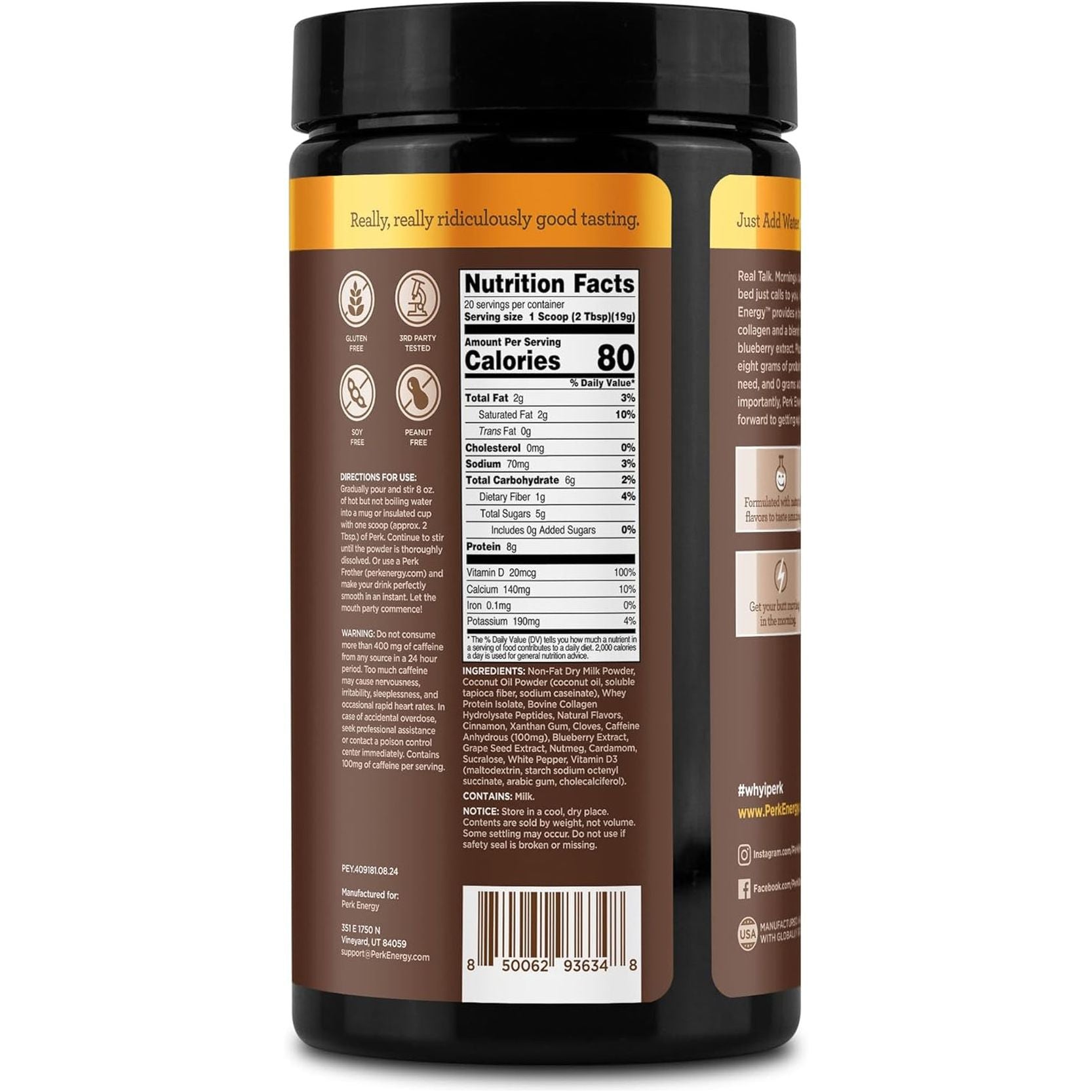 Perk Energy Original Chai Latte Flavored Drink Powder (20 Servings) 