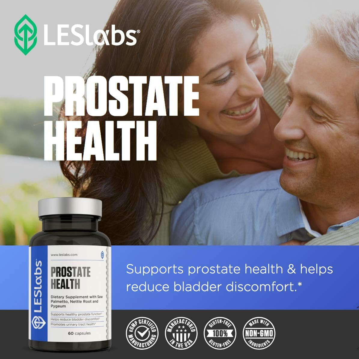 LES Labs Prostate Health – Prostate Support, Urinary Tract Health, Fewer Bathroom Visits & Improved Sleep – 60 Capsules