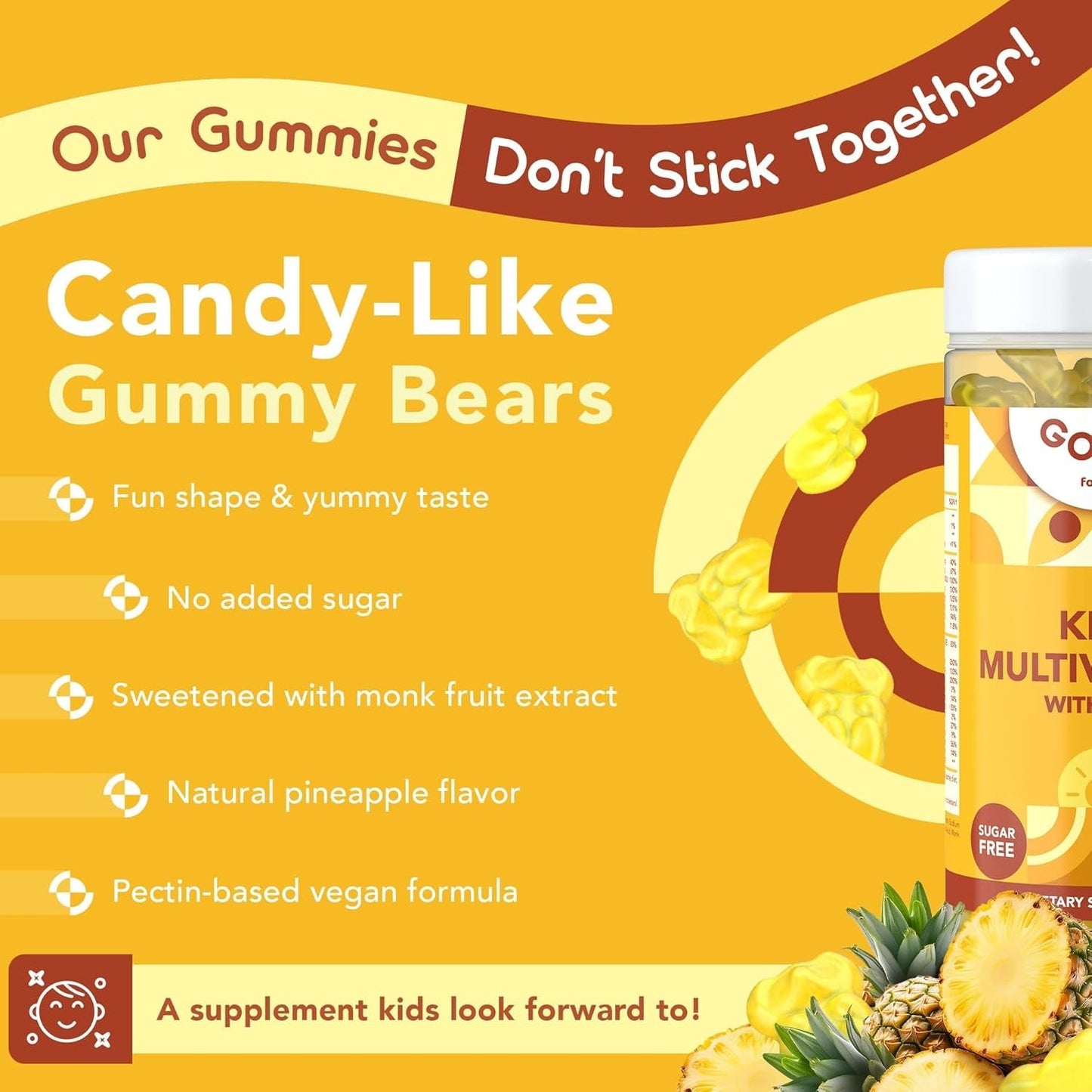 Picky Eater Kids Multivitamin Gummies with Iron  for Toddlers & Children 3 & up - Essential Kids Vitamins for Growth & Development