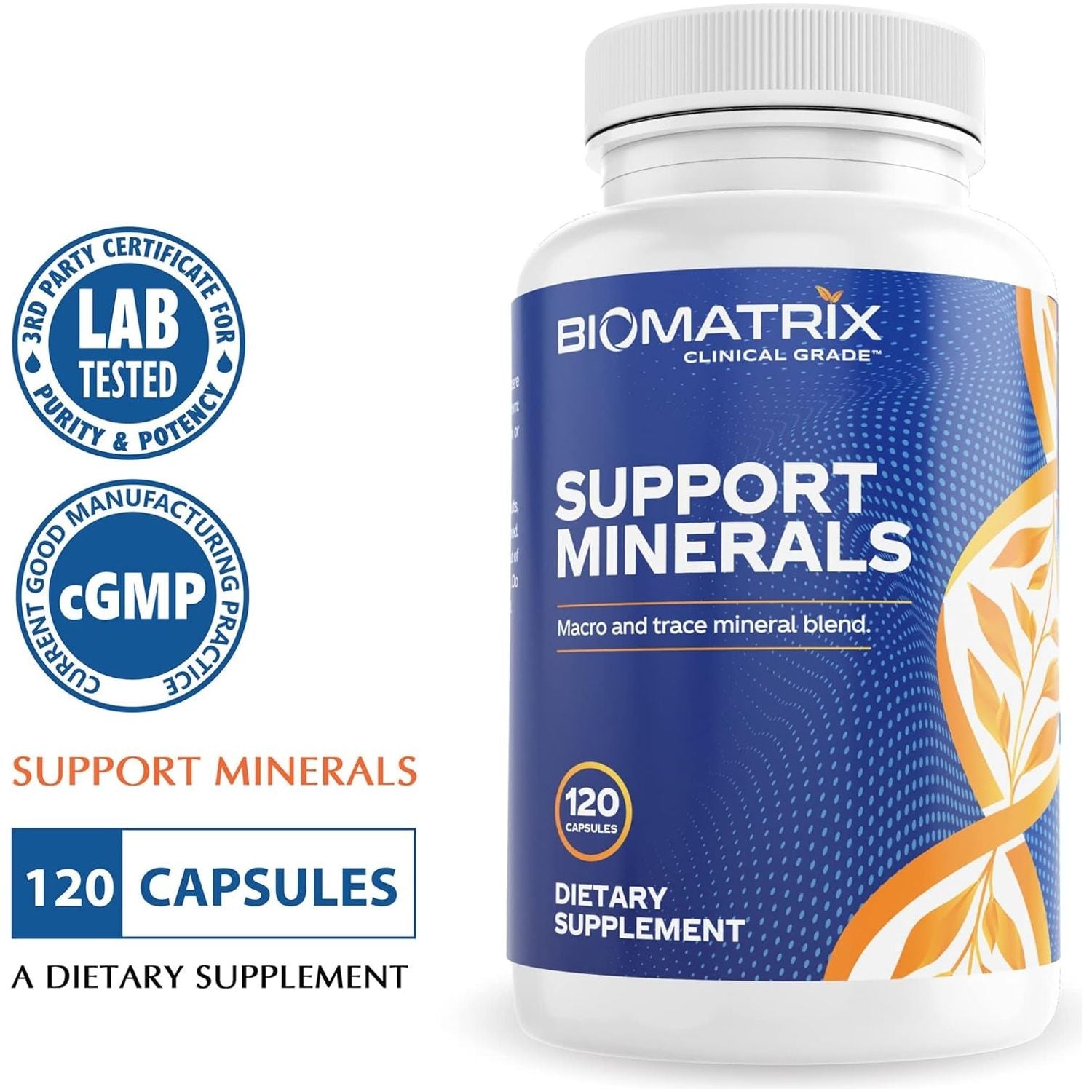 Biomatrix Mineral Supplement, Chelated Minerals | Iron-Free, Calcium, Magnesium, Copper, Zinc, Vitamin D, Iodine 30-Day Supply