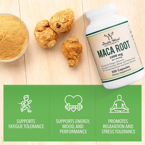 Maca Root Capsules 300 Count 1,000Mg Grown in Peru (For Energy, Performance, Motivation) by Double Wood