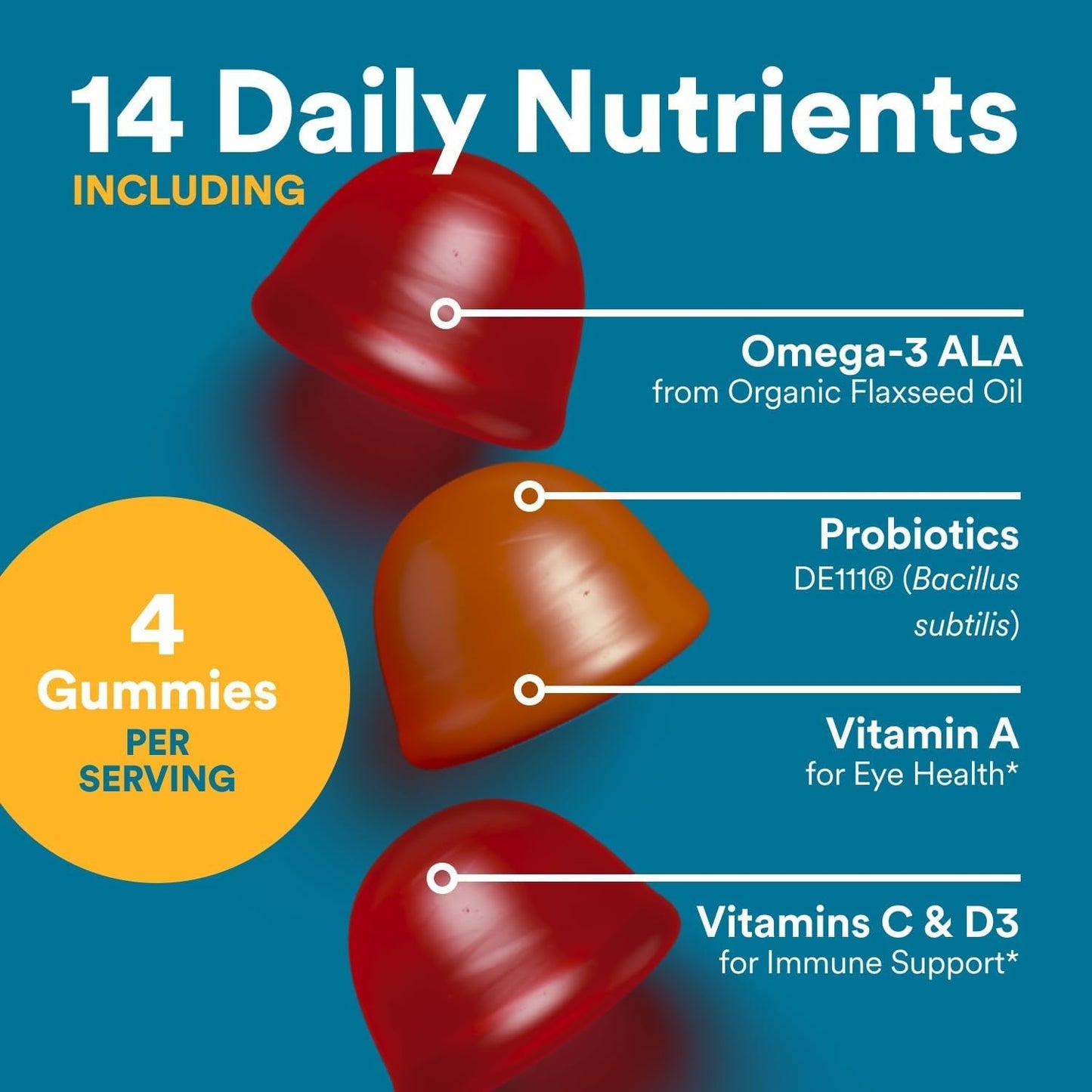 Smartypants Multivitamin for Men, Organic Gummies: Probiotics, for Immune Support, 120 Gummies (30 Day Supply)