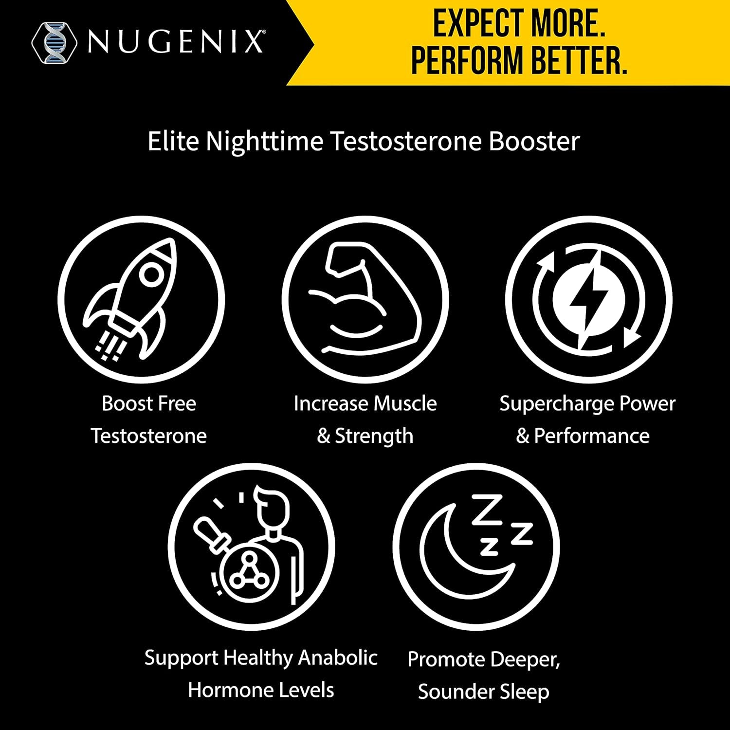 Nugenix PM ZMA - Nighttime Free Testosterone Booster and Sleep Support, 120 Count