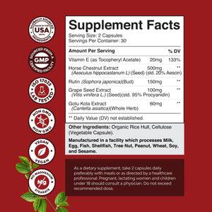 Vein Support Supplements for Spider & Varicose Veins and Improved Flow (1 Month Supply)