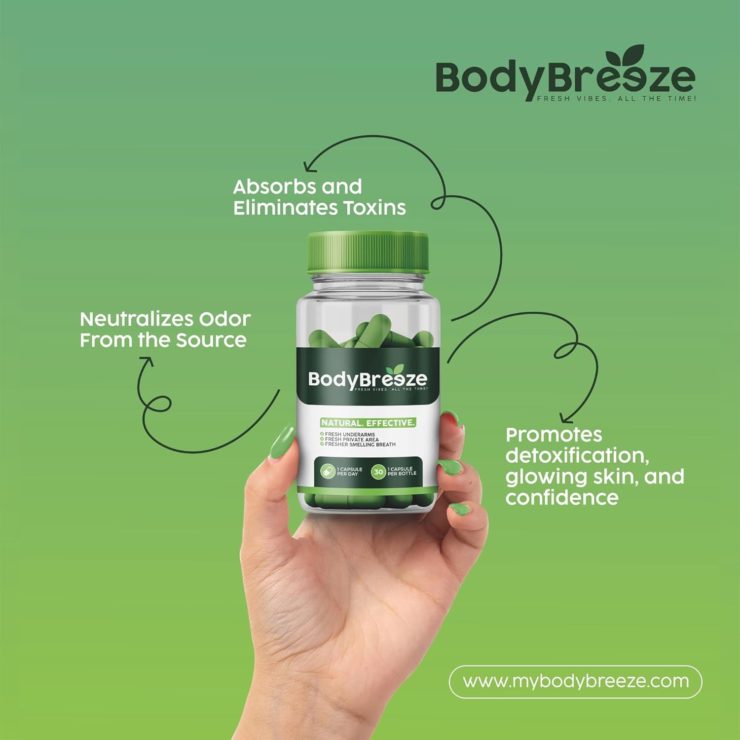 Internal Deodorant Supplement | Natural Chlorophyll for Body Odor Control, Gut Health, and Fresh Breath 30 Capsules