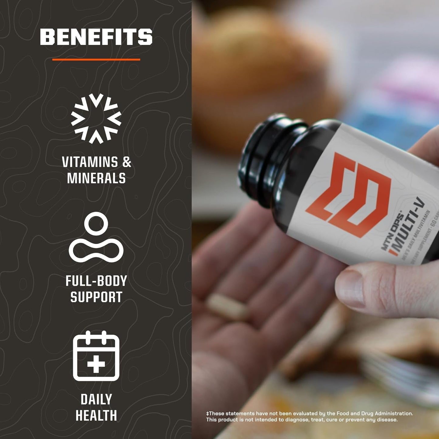 MTN OPS Multi-V Mens Multivitamin Capsules, Essential Daily Vitamin Complex, 30 Servings