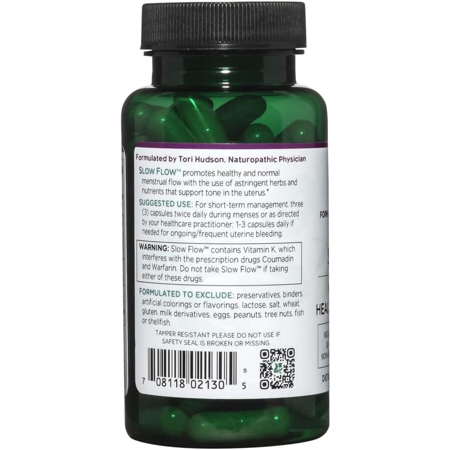 Vitanica Slow Flow, Menstrual Flow Support, Vegan, 60 Capsules