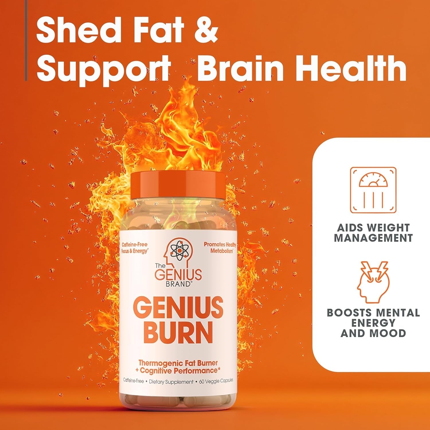 Genius Thermogenic Fat Burner - Weight Loss & Metabolism Supplement (60 Pills)