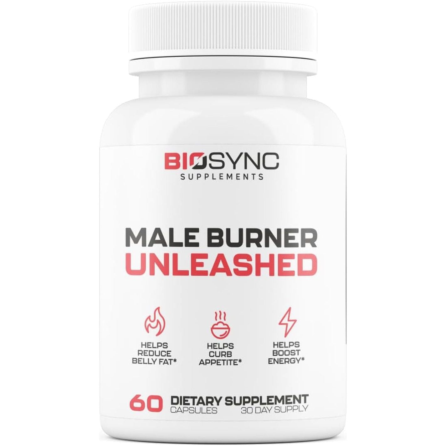 Biosync - Male Burner UNLEASHED | Fat Burner for Men Weight Loss Pills 60 Capsules
