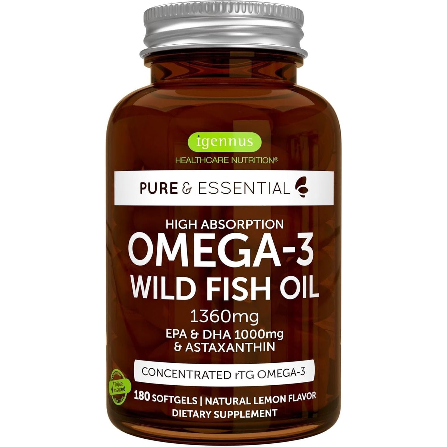 Igennus Advanced Triglyceride Omega 3 Wild Fish Oil Rtg EPA DHA 1000Mg (180 Softgels)