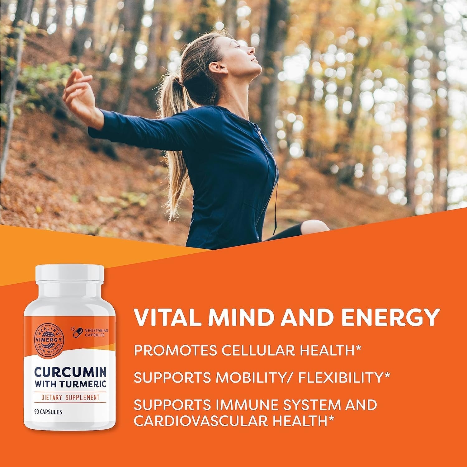 Vimergy Curcumin with Turmeric Capsules – Promotes Joint Health & Mobility* – Supports Memory & Brain Function* 90 Ct