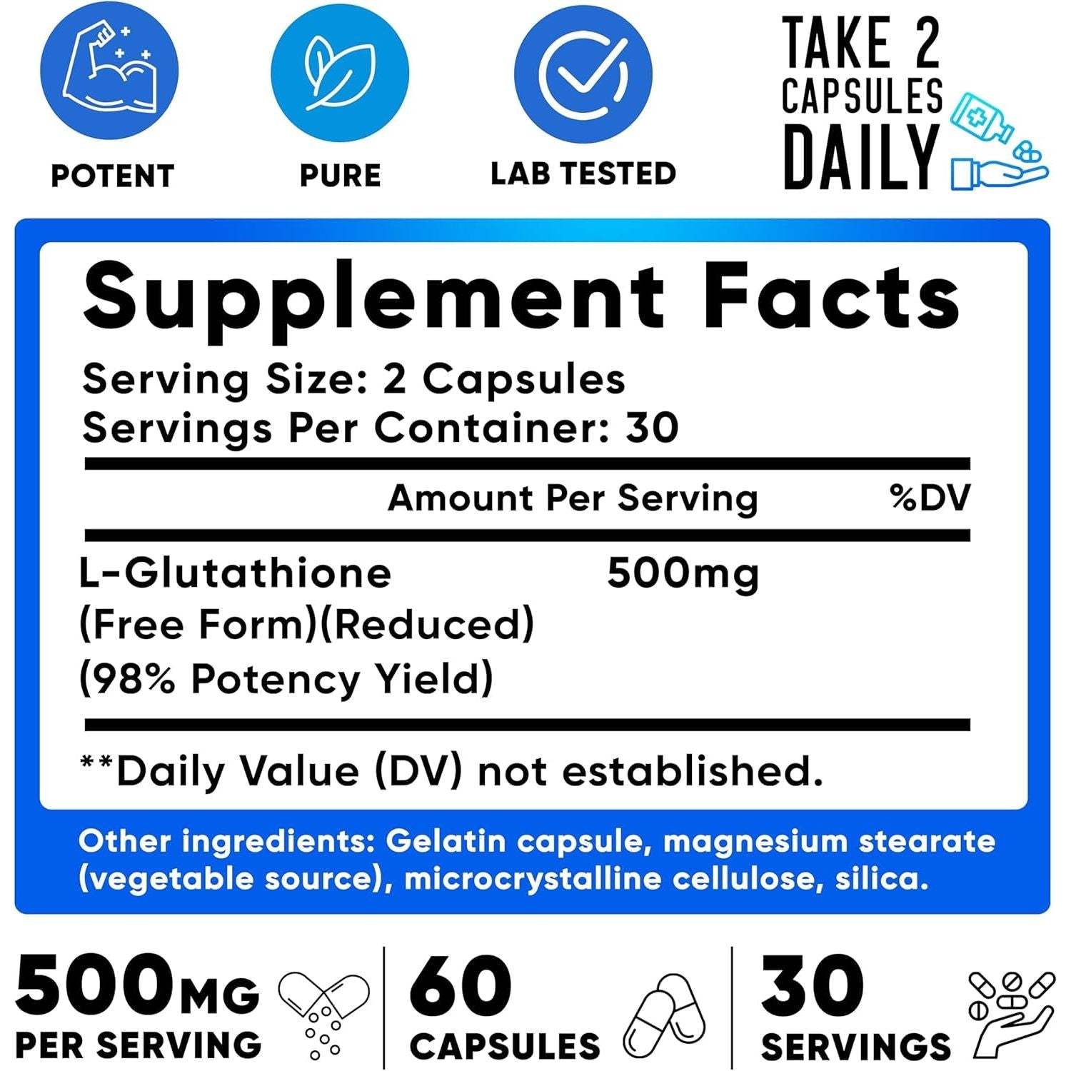 We like Vitamins L Glutathione Supplement 500Mg | Glutathione for Antioxidant 60 Capsules