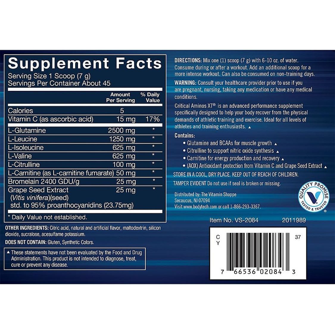 Bodytech Critical Aminos XT Intra/Post Workout Powder in Delicious Fruit Punch Flavor (45 Servings)