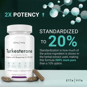 Potent Turkesterone Supplement - Supports Energy, Lean Muscle Growth, Recovery and Stamina, Vegan (60Count)