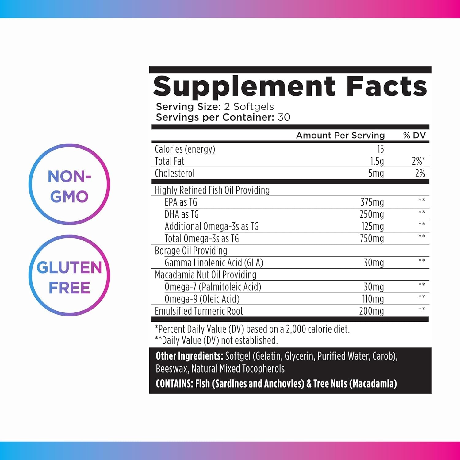 Livingood Daily Omega 3 6 9 plus Turmeric Curcumin - Supports Heart Health - 60 Softgels