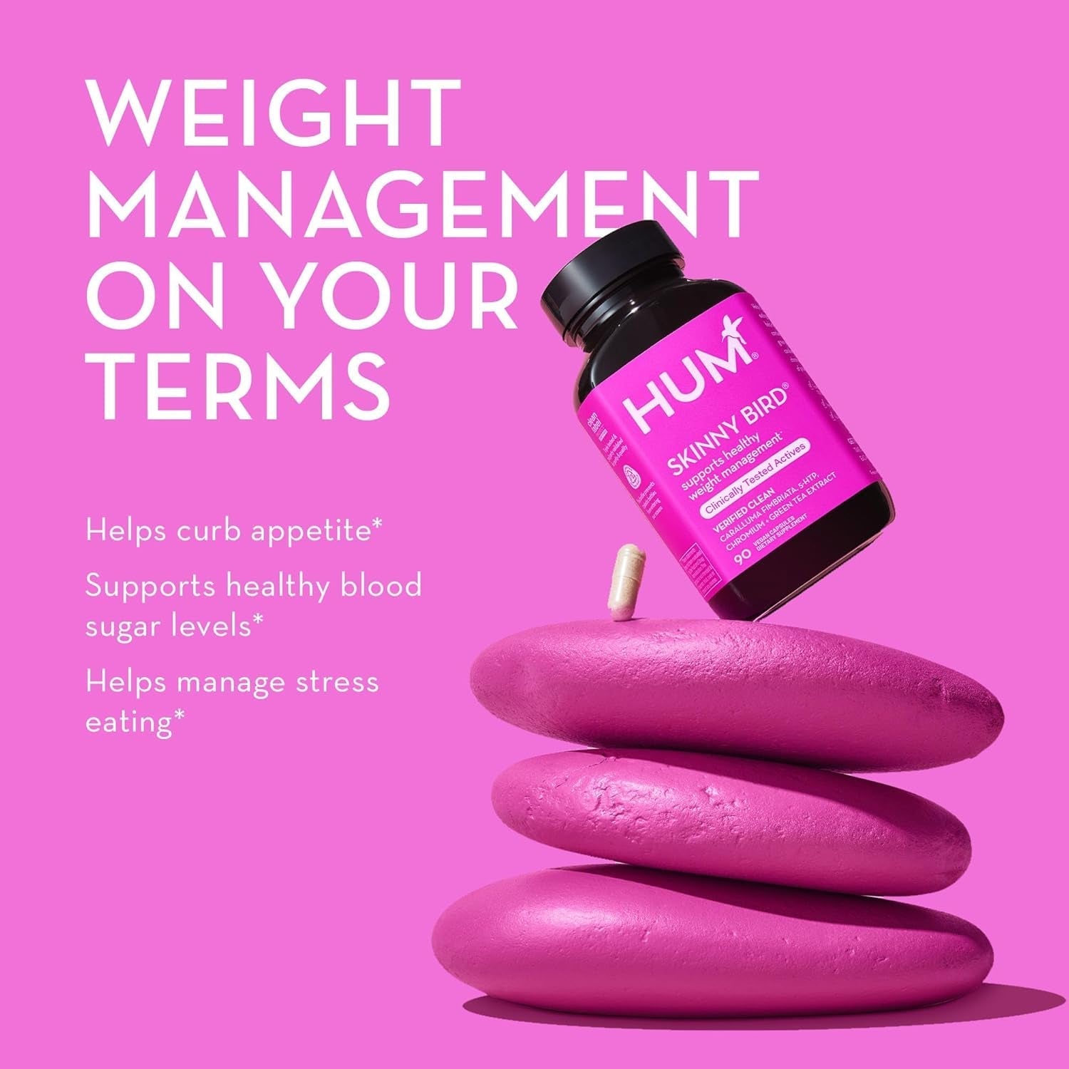 HUM Skinny Bird - Appetite Suppressor for Women with Caralluma, Chromium, 5 HTP + Green Tea Extract (90 Capsules)