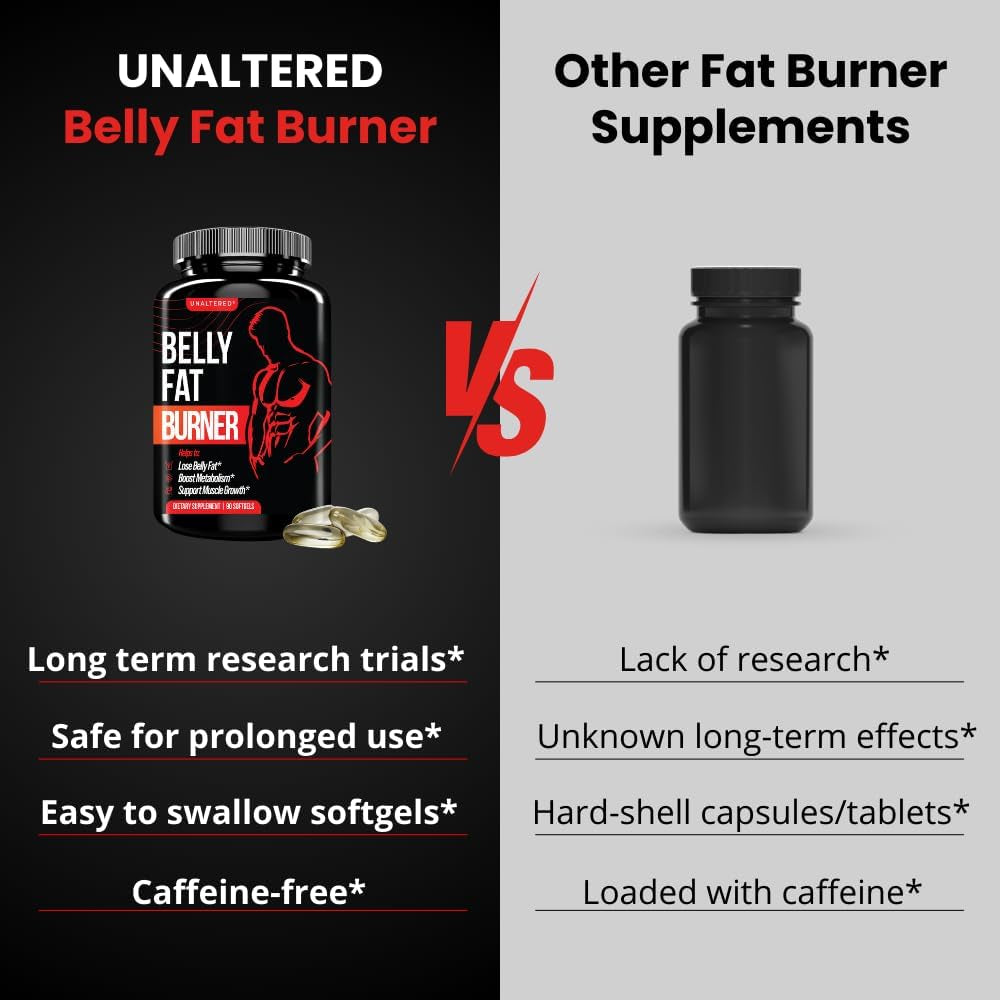 UNALTERED Belly Fat Burner for Men - Natural Weight Loss Pills to Support Reduced Body Fat - 90 Capsules