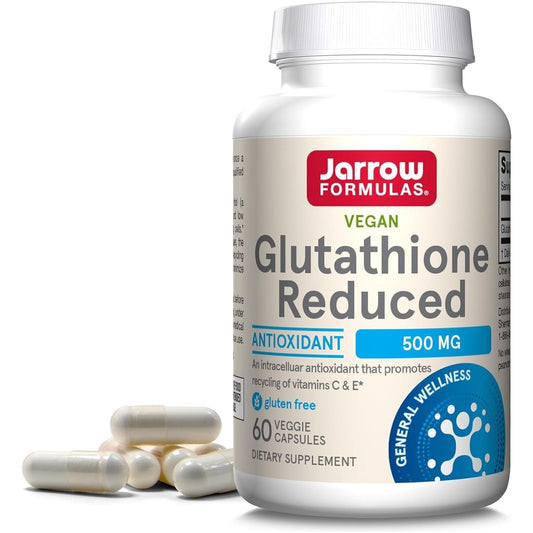 Jarrow Formulas Glutathione Reduced 500 Mg - Intracellular Antioxidant - Supports Recycling of Vitamins C & E 60 Capsules